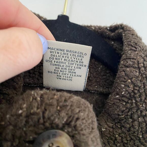 Vintage L.L. Bean Sherpa Cardigan Sweater Brown Tweed Womens Size Medium - Picture 8 of 8